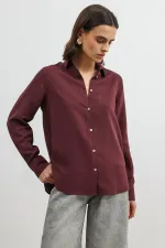 Chemise rayée Antioch Burgundy 100% lyocell pour femme