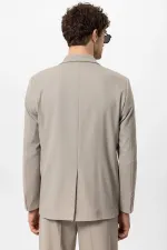Antioch Beige Double-Breasted Men's Blazer Jacket with Welt Pockets