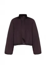 Antioch Kahve Dik Yaka İnce Kadın Bomber Ceket