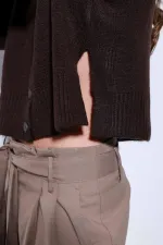 Antioch Coffee Slit Knitted Women's Sweater