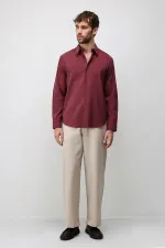 Antioch Burgundy Modal Blend Textured Men's Shirt