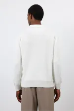 Antioch Ekru Fermuarlı Erkek Triko Kazak