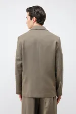 Antioch Haki Relax Fit Kruvaze Erkek Blazer Ceket
