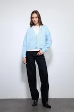 Antioch Mavi Yün Karışımlı Hırka