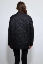 Antioch Siyah Kontrast Yaka Desenli Mont