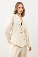 Antioch Cream Draped Slim Jacket
