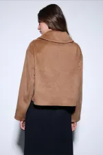 Antioch Camel Kruvaze Kadın Kısa Kaban