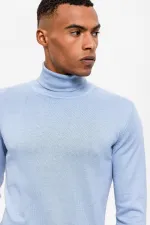 Pull en maille pour garçon Antioch Bebe bleu à col roulé