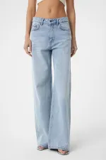 Jean Antioch bleu clair taille haute pour femme