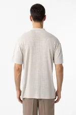 T-shirt en maille texturée à col polo Antioch Natur pour homme