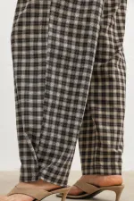Pantalon à carreaux Antioch Coffee pour femme, ourlet ajustable