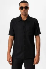 Antioch Black Corduroy Short-Sleeved Men's Shirt