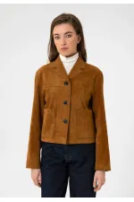 Antioch Tan Women's Faux Suede Crop Jacket
