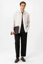 Antioch Ekru Relax Fit Modal Kumaş Erkek Gömlek