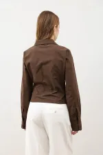 Chemise femme en popeline froncée Antioch Coffee