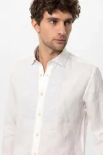 Chemise homme Antioch blanche à col boutonné, 100 % lin