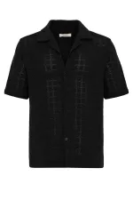 Antioch Black Apache Collar Square Knit Men's Shirt