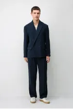 Veste blazer pour homme Antioch Navy en mélange modal, coupe décontractée