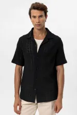 Antioch Black Apache Collar Square Knit Men's Shirt
