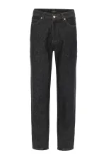 Antioch Siyah Yüksek Bel Relaxed Fit Erkek Kot Pantolon