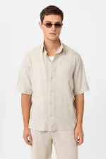 Chemise homme décontractée en lin mélangé Antioch Stone