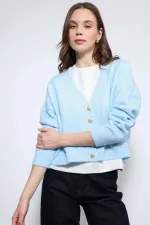 Antioch Mavi Yün Karışımlı Hırka