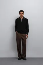 Antioch Siyah Fermuarlı Triko Erkek Kazak