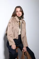 Antioch Taş Süet Görünümlü Bomber Kadın Mont