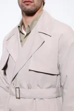 Trench-coat croisé Antioch Stone avec ceinture