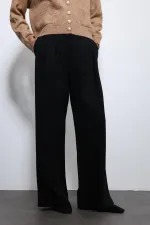 Antioch Siyah Bel Lastikli Pileli Kadın Pantolon