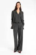 Antioch Anthracite Women's Single Button Striped Blazer Jacket