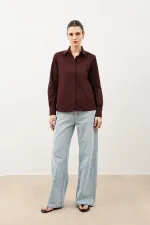 Antioch Burgundy Basic Slim Fit Women's Shirt