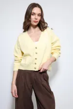 Antioch Sarı Yün Karışımlı Hırka