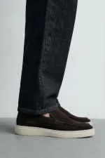 Mocassins en cuir suédé Antioch Coffee avec surpiqûres