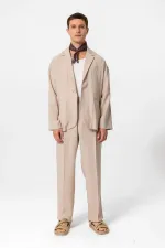 Antioch Bej Oversize Astarsız Erkek Blazer Ceket