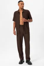 Chemise à manches courtes côtelée Antioch Coffee pour homme