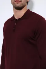 Pull homme à col polo bordeaux Antioch