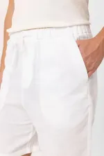 Short pour homme Antioch en lin mélangé blanc