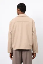 Antioch Beige Double-Breasted Short Men's Coat