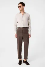 Antioch Light Brown 100% Linen Italian Cut Men's Trousers