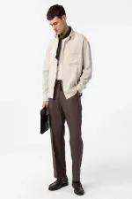 Chemise homme Antioch beige en lin mélangé, coupe décontractée