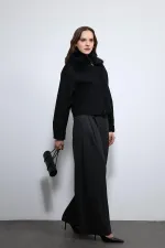 Veste Antioch noire en laine mélangée à col en fausse fourrure