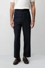 Antioch Lacivert Pileli Relaxed Fit Erkek Pantolon