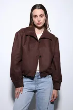 Veste bomber femme Antioch Coffee aspect daim
