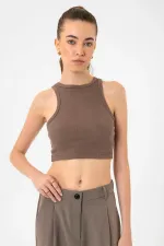 Débardeur court côtelé pour femme Antioch Coffee