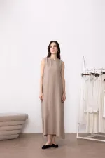 Antioch Beige Modal Midi Women's Dress
