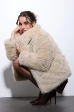 Veste Antioch écru en fausse fourrure pour femme