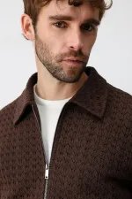 Antioch Men's Jacket with Coffee Texture and Zipper