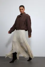 Antioch Kahve Pile Detaylı Dik Yaka Mont