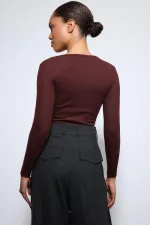 T-shirt basique à manches longues Antioch Claret Red